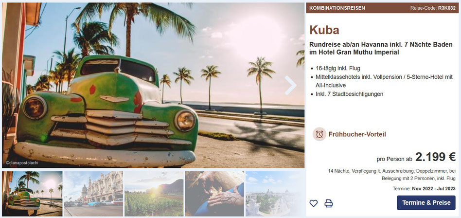 Kuba Rundreise und Baden all inclusive Urlaub Kuba mit Flug 2023 incl. Frühbucherrabatt 100,- € günstig buchen - jetzt hier mit guter Beratung Ihren Kubaurlaub Sommer 2023 buchen ...