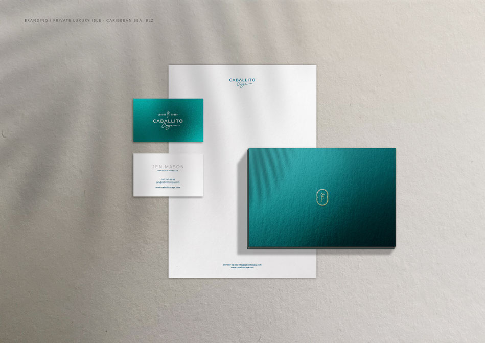 business stationery embossed image book, business card, letterhead, tropical branding by Nina Fischer Berlin