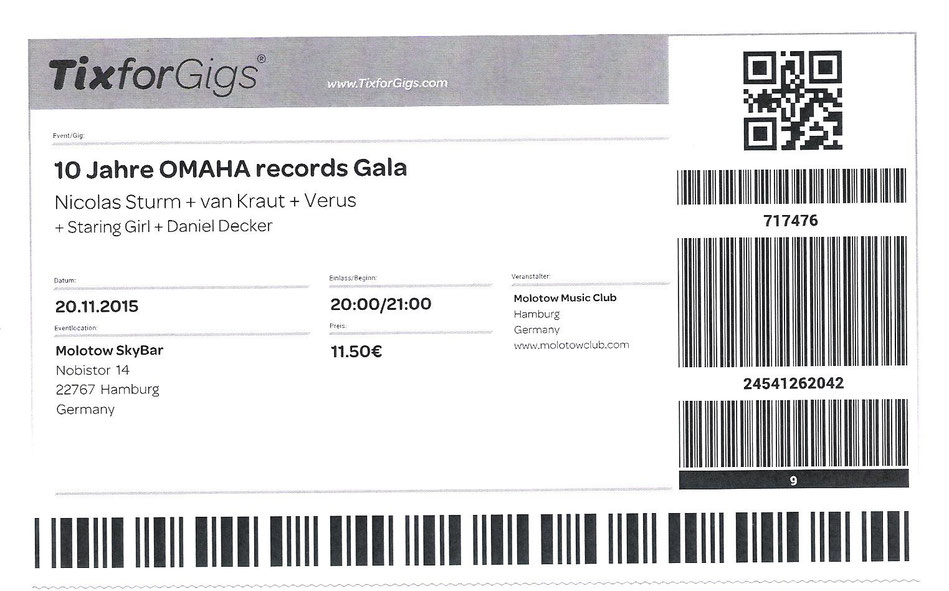 Nr. 245 - 20.11.2015 - 10 Jahre OMAHA records - Molotow, Hamburg