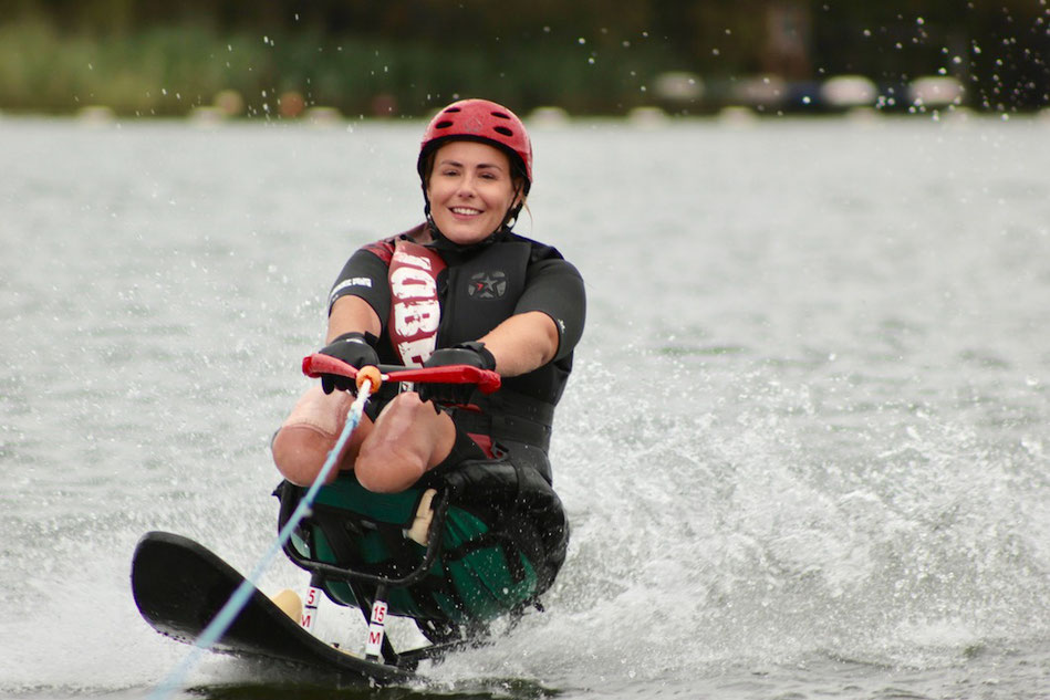 A double amputee waterskiing (picture courtesy of Access Adventures)