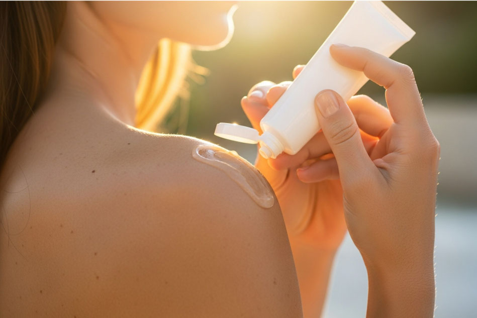 Sonnenschutz ja – aber richtig: Wer zu Mallorca-Akne neigt, greift besser zu fettfreien Gelen statt zu reichhaltigen Cremes. Foto: Debeka/KI 