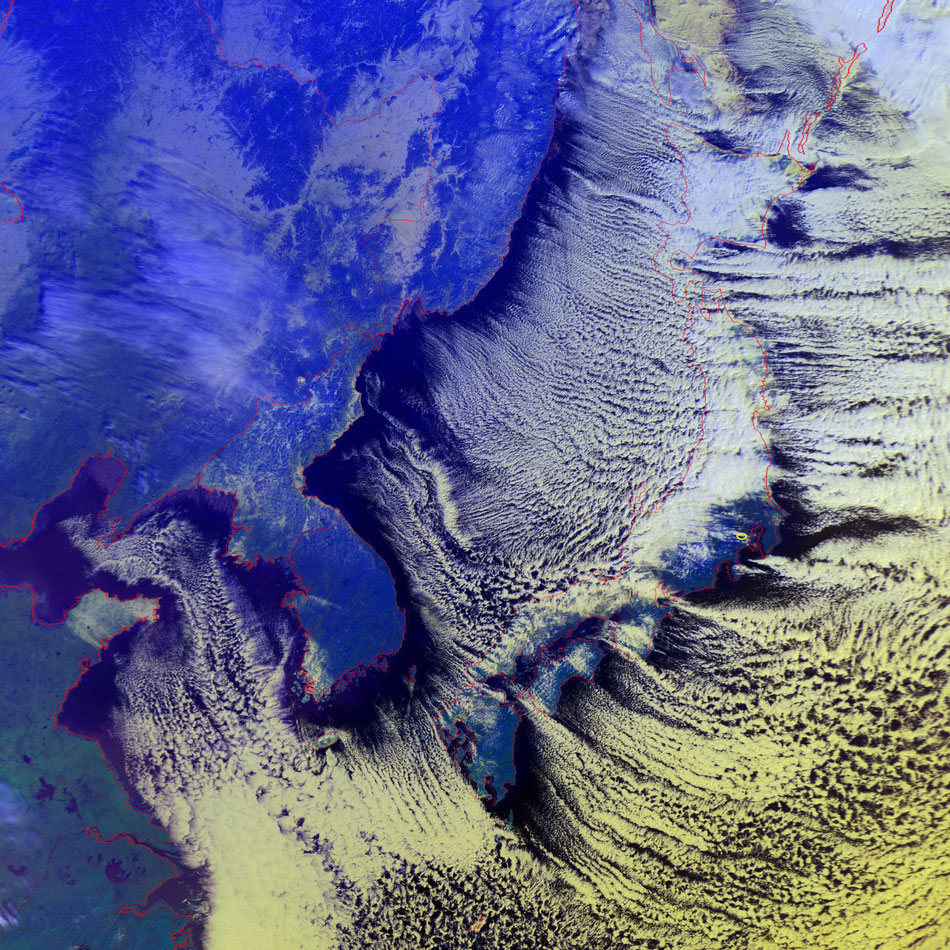 2023/1/25 10:06JST #Metop-C #HRPT #気象衛星から直接受信　#最大級の寒波　太平洋まで筋雲ができている