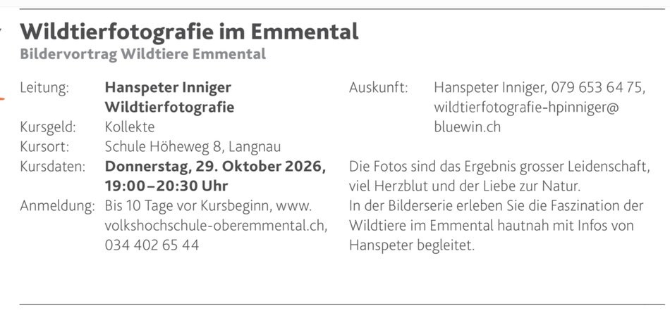 Anmeldung über Volkshochschule / Freue mich auf deinen Besuch