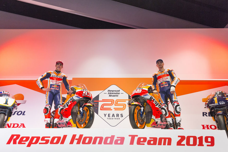 Neues Jahr, neues Gesicht. Neben Marc Marquez fährt 2019 Jorge Lorenzo für das Repsol Honda Team.