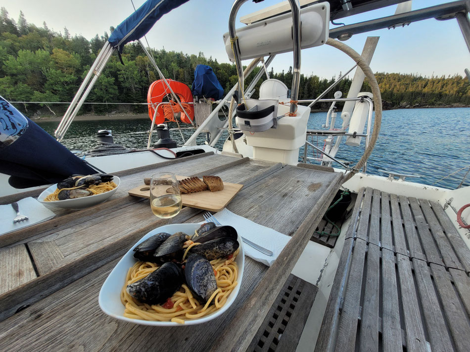 Abendessen im Cockpit gibt hier nicht so oft!