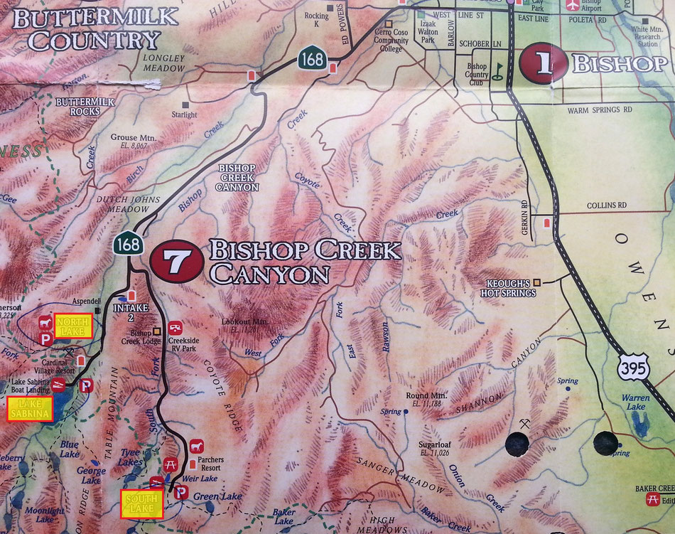 Karte Bishop, North-, South-, Sabrina Lake, Bishop, Peter Rehberg