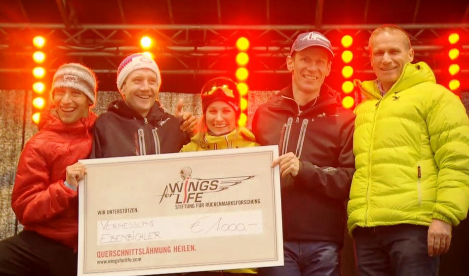 ©RISE&FALL. Team Wings For Life v.li.n.re.: Michael Kurz, Oliver Dreier, Nadine Wallner und Ernst Scheiber mit Ebenbichler