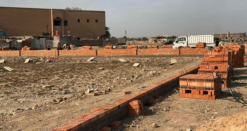 The Perimeter Wall being built in November 2021.  The headstone state shows how necessary Steve's intervention & Perseverance was