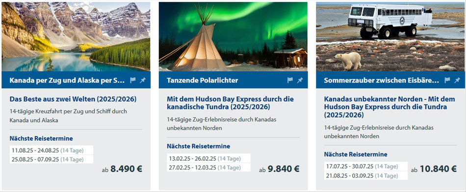 Kanada per Zug und Alaska per Schiff erkunden...