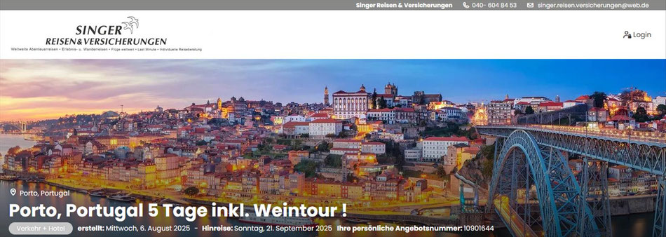Portugal Portweintouren bei SINGER Reisen & Versicherungen preisgünstig und individuell buchen...