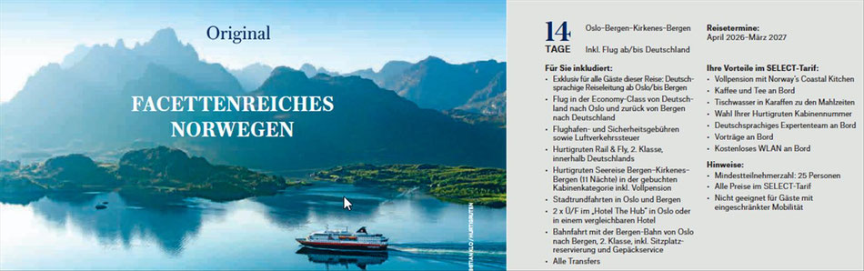 NORWEGEN HURTIGRUTEN  FACETTENREISE GRUPPENREISE 