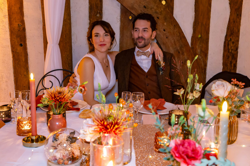 photo mariage Houlgate photographe Normandie le champ Delaunay mariée robe Pronuptia bouquet fleurs mariage haut de gamme élégant romantique bohème chic