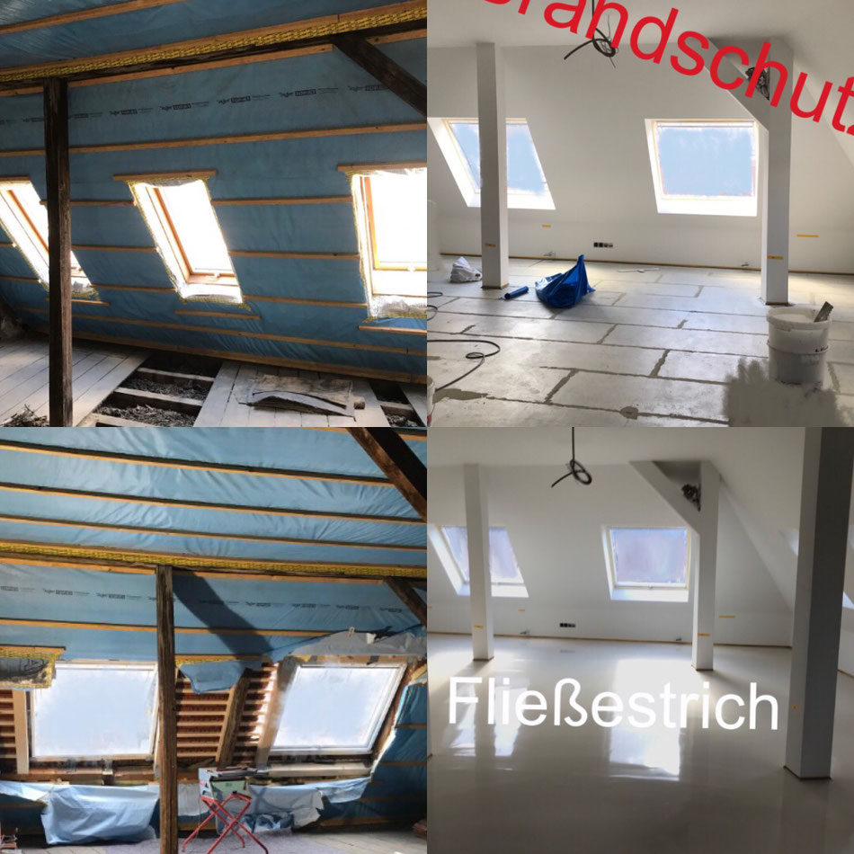 Dachausbau in Stuttgart -Wohnraumgewinnung Lichtdurchflutet - Dachflächenfenstermontage - Bodenlegearbeiten - Bodenbelagsarbeiten - Trockenbau - Malerarbeiten - Lackierarbeiten -Brandschutz 