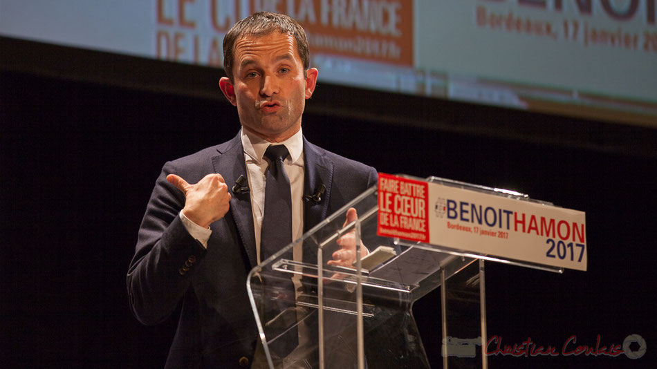 Benoît Hamon, l'accroche-cœur de jeunes et des moins jeunes, Primaire du Parti Socialiste et du Parti Radical de Gauche, 17 janvier 2017, théâtre Fémina, Bordeaux