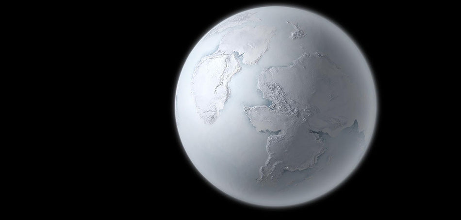 Vue d'artiste de la "Terre boule de neige" il y a 720 millions d'années.