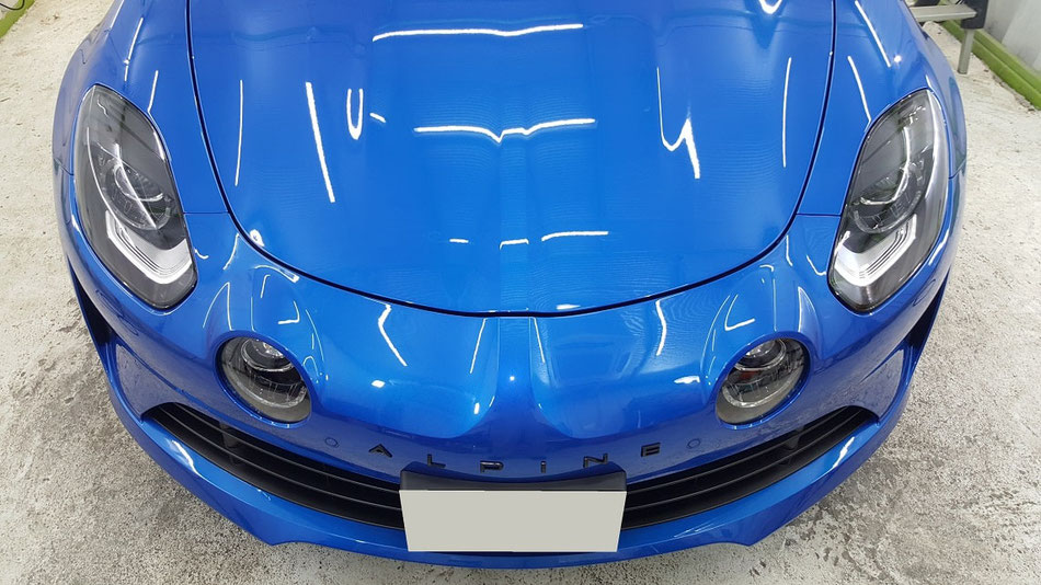 A110Sのコーティング施工 ブルーアルピーヌメタリック 埼玉 alpine