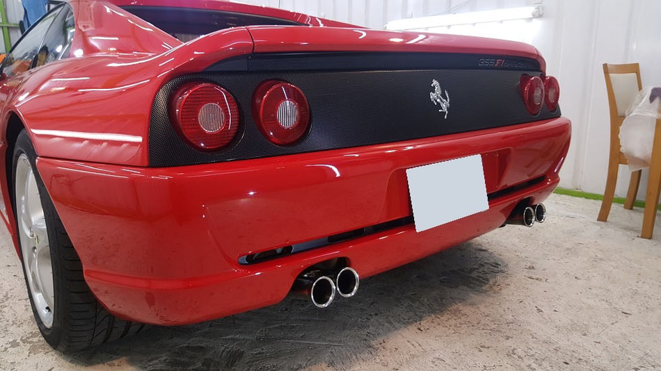 f355 コーティング完成後のリア周り アートディテールno