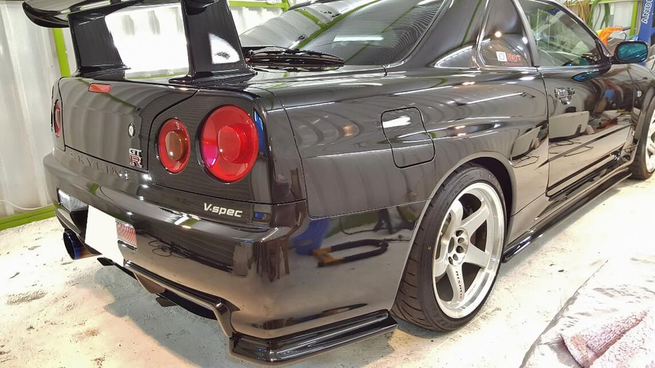 BNR34の磨き GT‐Rのコーティング アートディテール