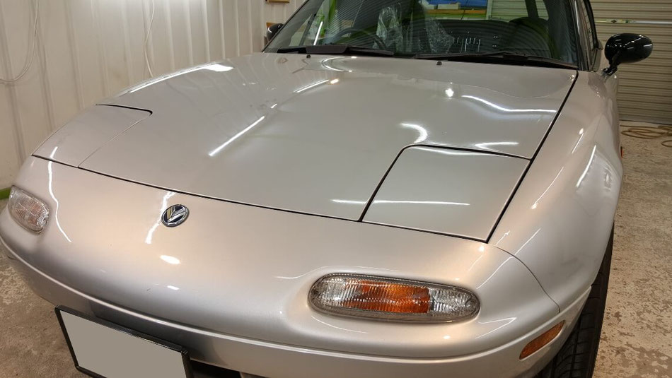 セラミックコーティング後のユーノス・ロードスター 埼玉の車磨き専門店 丁寧なカーコーティング施工