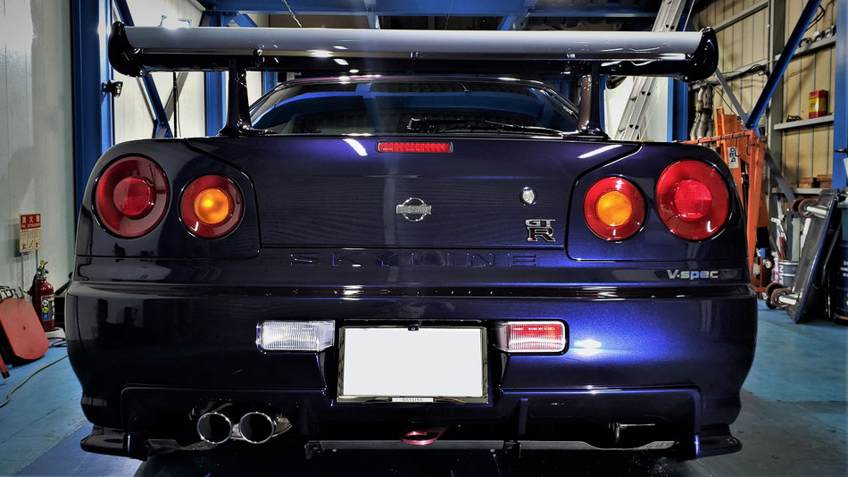 bnr34 ミッドナイトパープルのコーティング 埼玉所沢 gt-r専門店イーネクスト