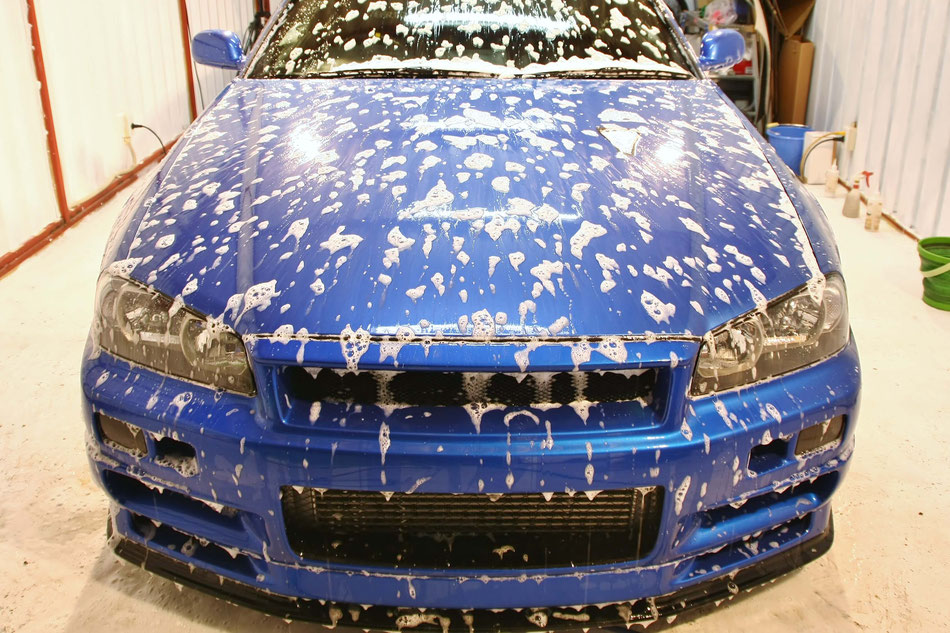 BNR34のコーティングメンテナンス洗車