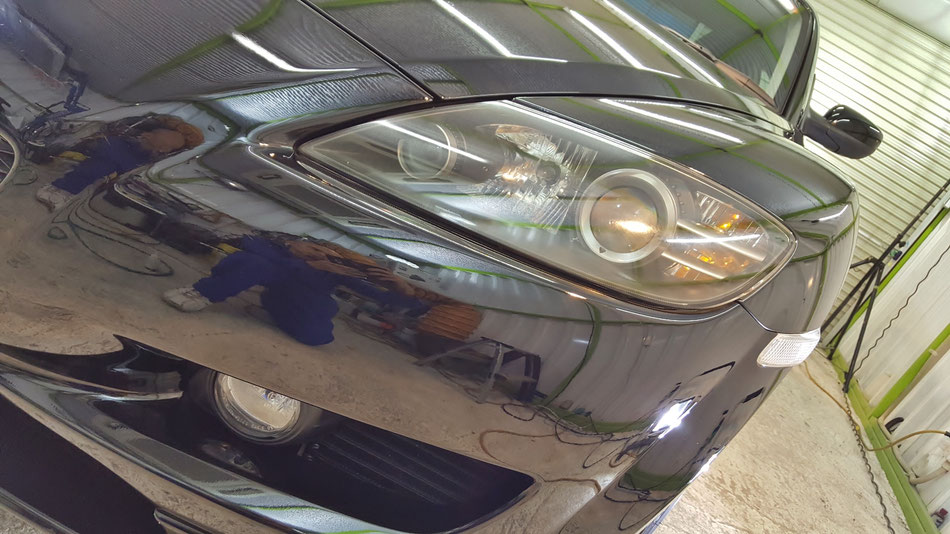 黒いRX‐8の磨き完成 フロントバンパー