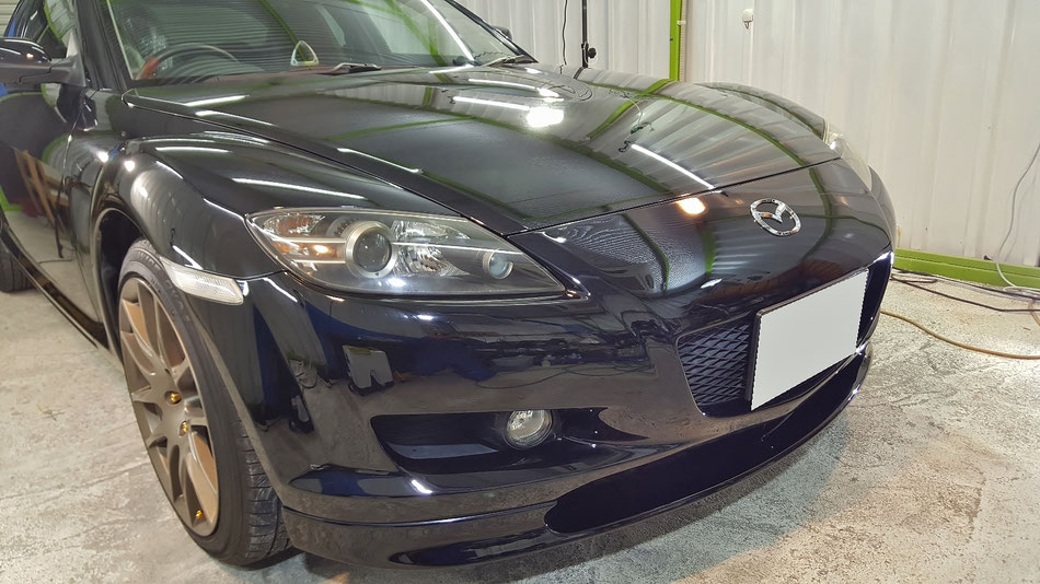 RX‐8黒の研磨完成 磨きで傷が消えて艶が復活