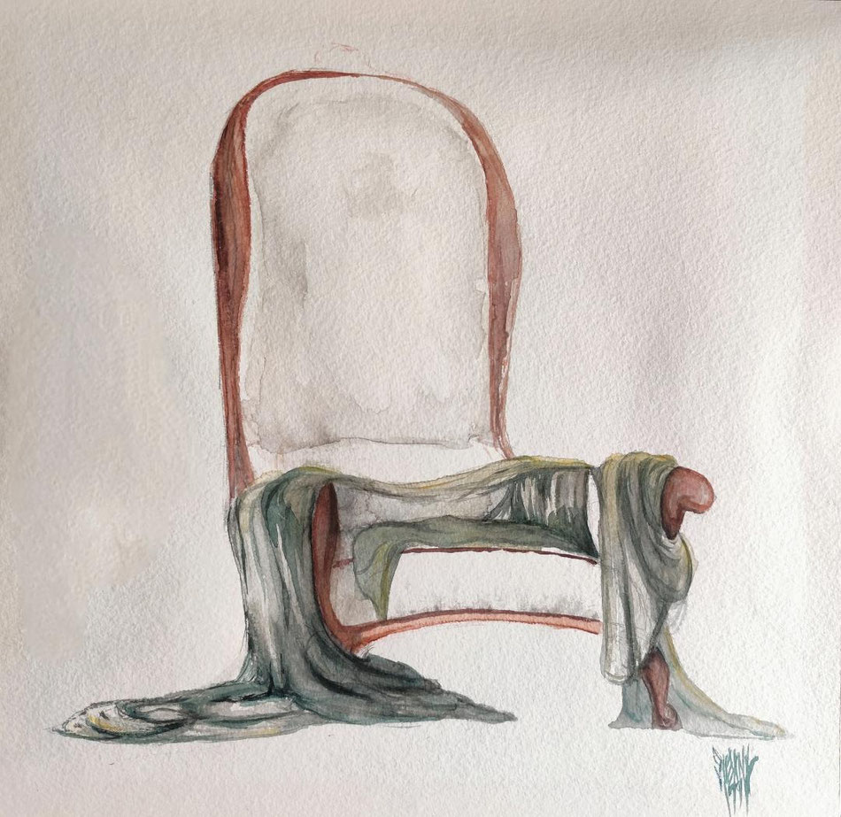 PORTRAIT DE VOLTAIRE   Aquarelle  21x30cm