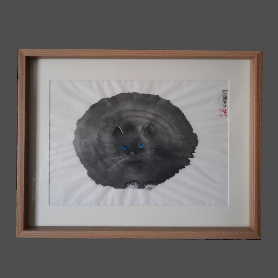 CHAT encre sur papier de riz 21x30cm