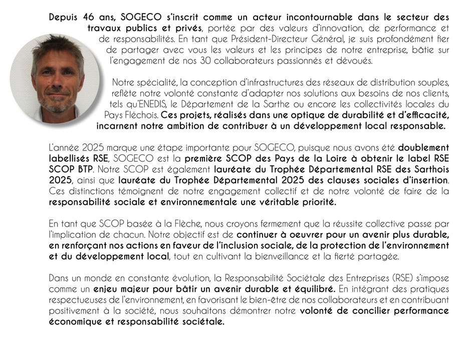 Mot du PDG de SOGECO, David Coulon