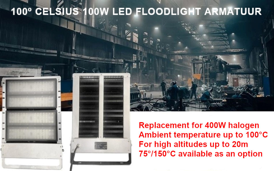 Heat and high temperature resistant LED luminaires IP67 up to 150 degrees Celsius 75 to 200W, BBM Ledproducts