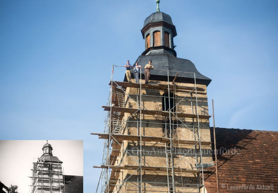 Kirchturmreparatur 1960