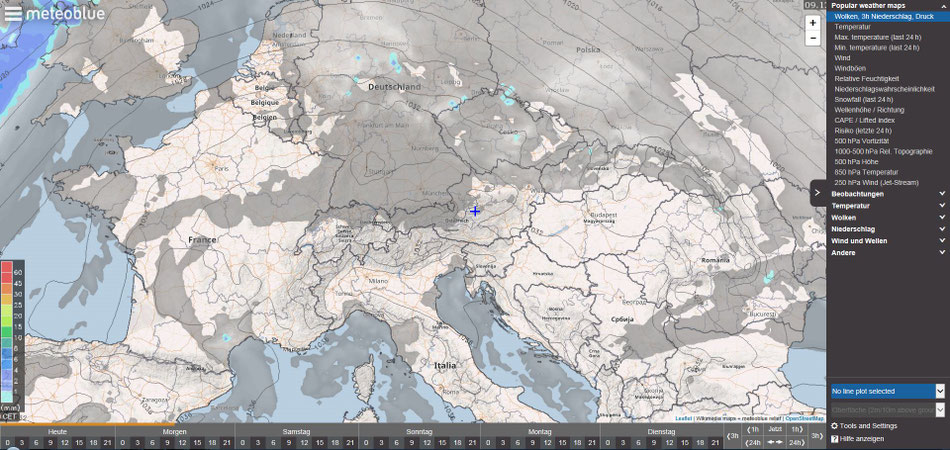 01Wetterübersicht (POPULAR WEATHER) -> Wolken, 3h Niederschlag, Druck