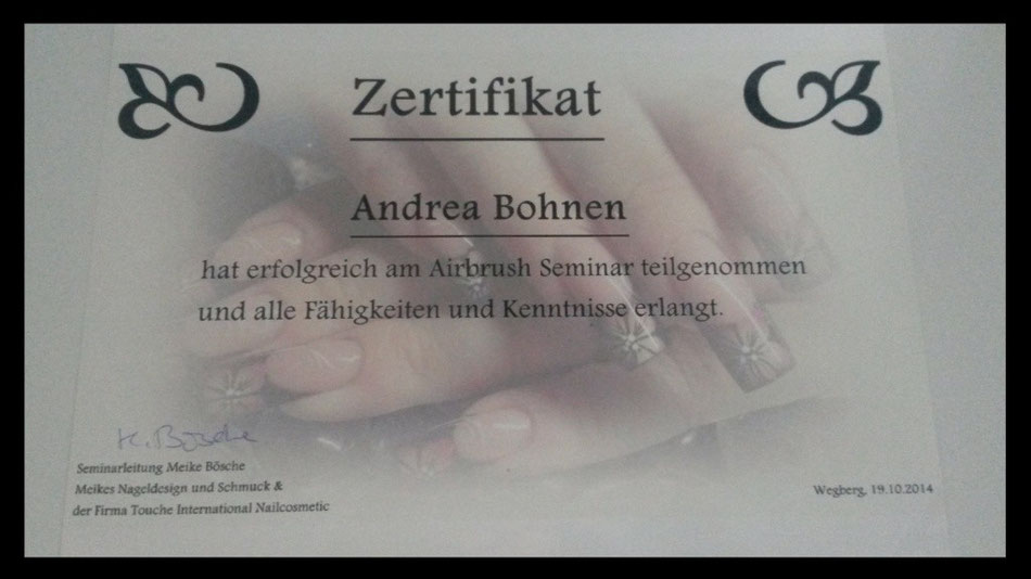Zertifikate im Nageldesign NailTip Nagelstudio in WegbergWildenrath