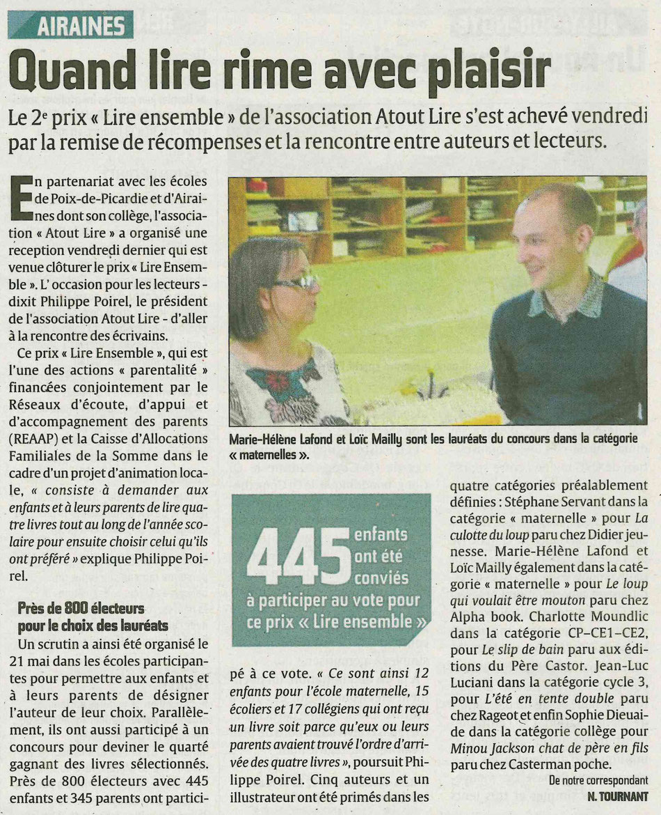 Article courrier Picard Prix ATOUT LIRE