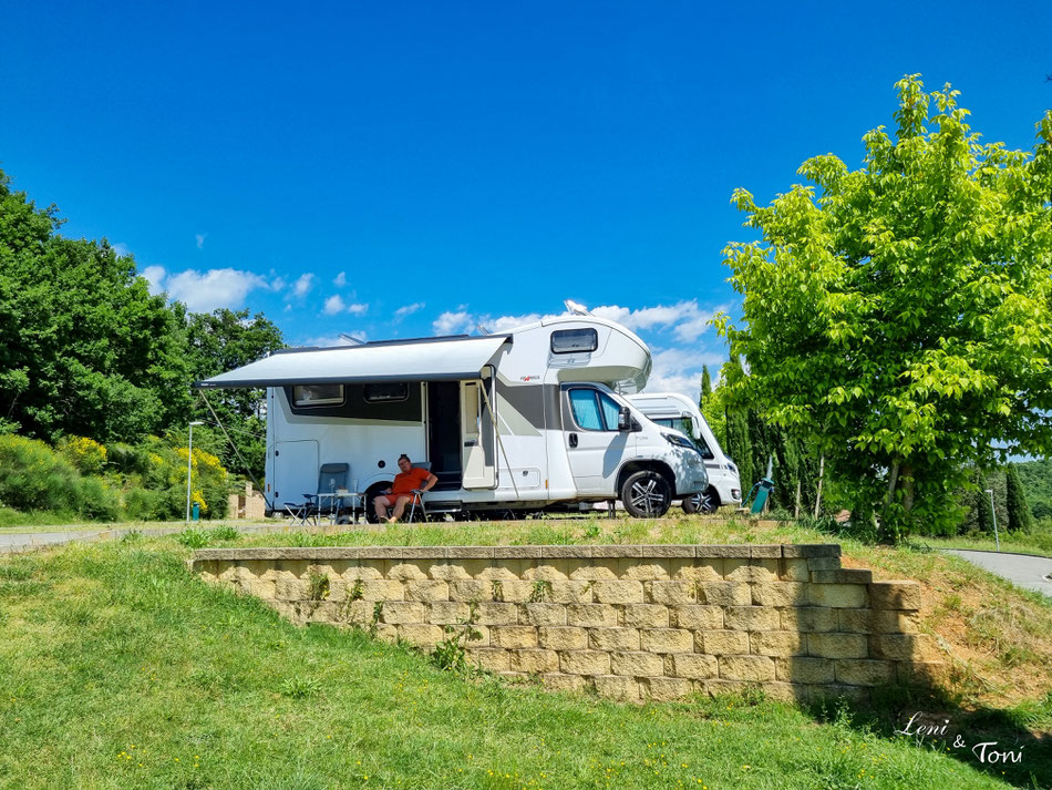 Wir haben uns sehr wohl gefühlt auf dem Wohnmobilstellplatz in Monteriggioni und kommen sicher wieder