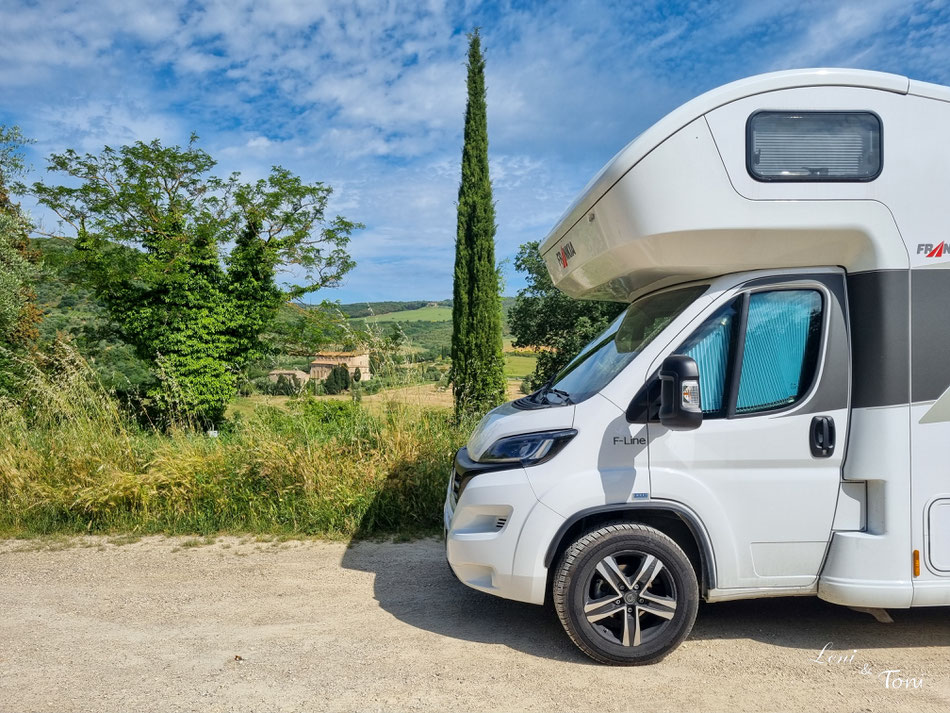 An der Abtei Sant' Antimo gibt es einen extra für Camper ausgewiesenen Stellplatz
