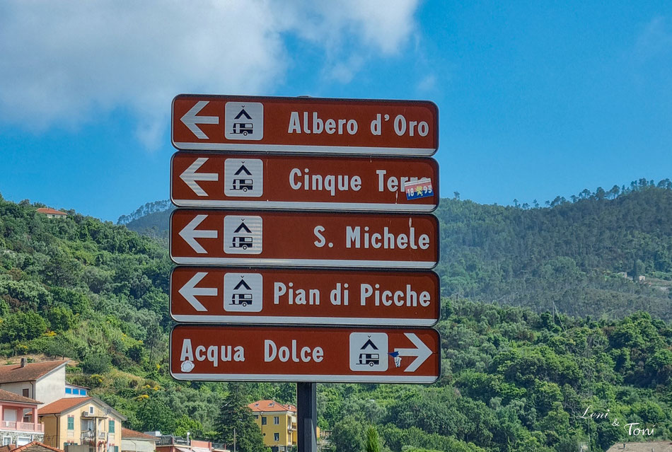 Die Campingplätze in Levanto sind gut ausgeschildert