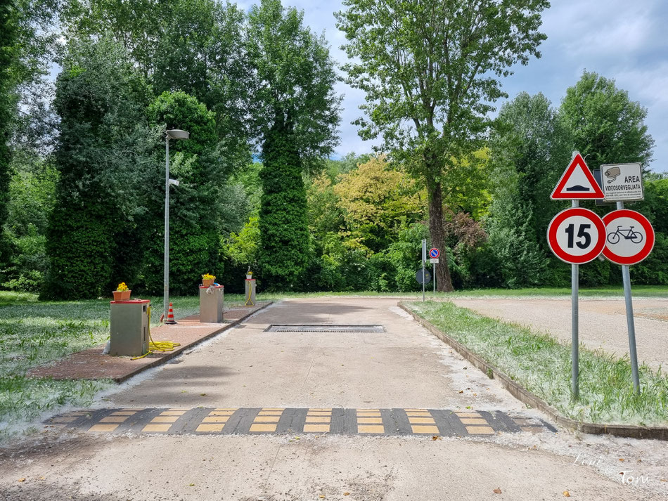 Die Ver- und Entsorgungsstation auf dem Wohnmobilstellplatz in Mantua