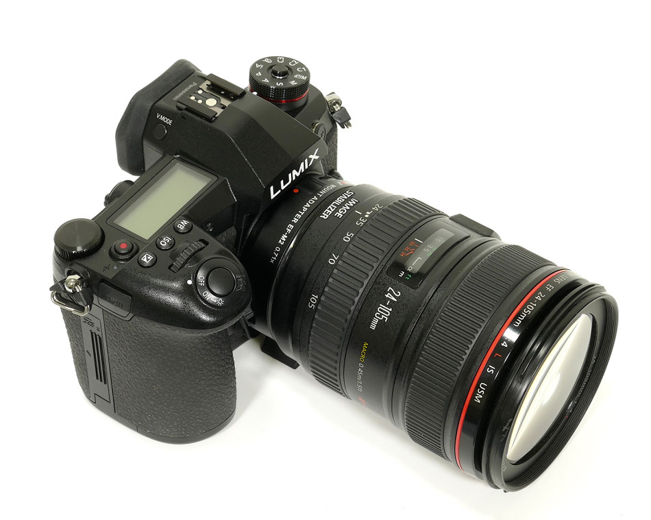 The EF-M2 on the Panasonic G( with Canon 24-105L IS lens