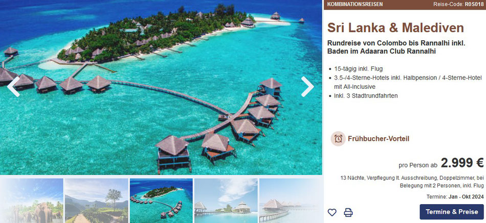 Kombireisen Malediven und Baden 2021 Badeurlaub Malediven all inclusive mit Sri Lanka Rundreise incl Flug 2021