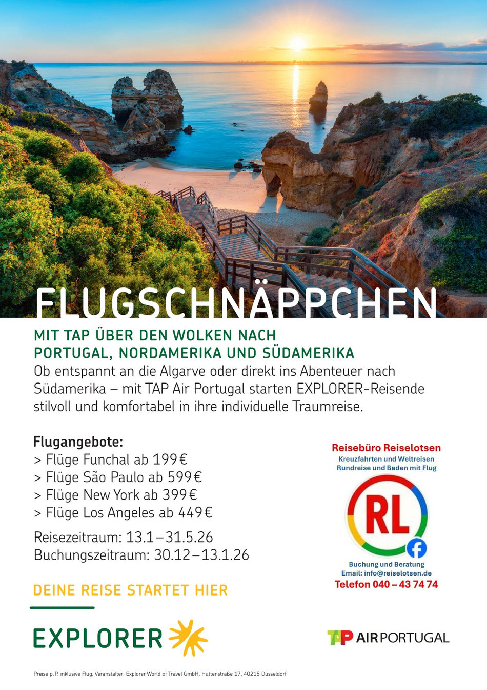 Badeurlaub als sichere Pauschalreise mit Flug Air Portugal nach Südamerika, Nordamerika (New York) und Portugal ab Deutschland 2026 günstig buchen
