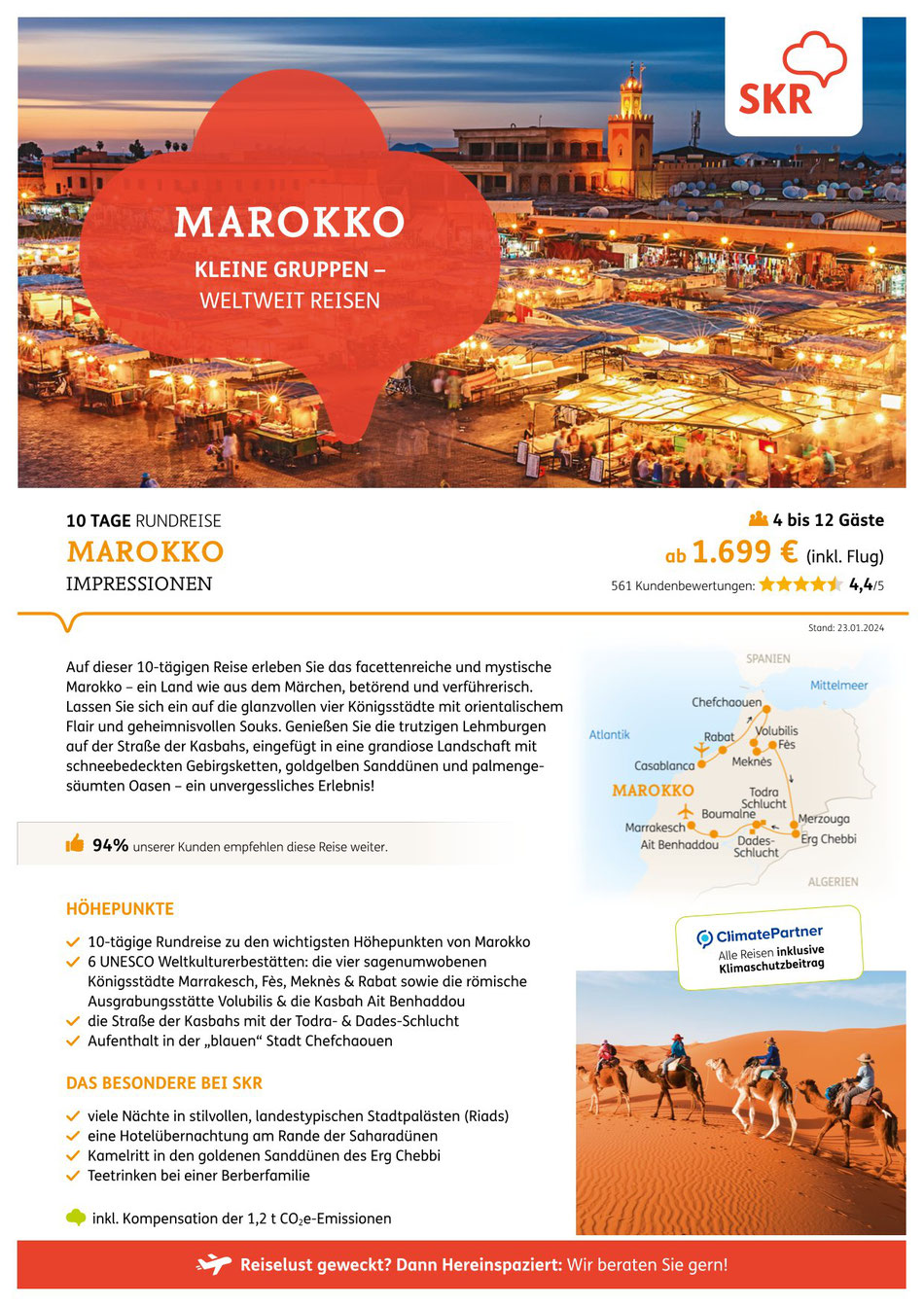 Marokko Rundreise Königsstädte ab Casablanca bis Marrakesch incl. Badeurlaub und Flug 2024-2025 Kleingruppenreise buchen