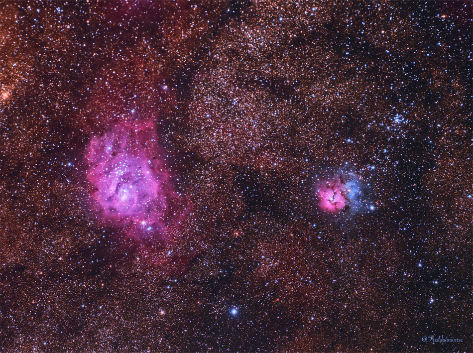 Nebulosa de La Laguna (M8), Nebulosa Trifida (M20) y M21