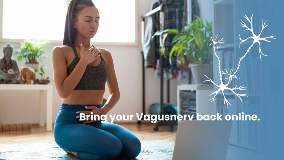 Frau atmet, um den Vagusnerv zu aktivieren beim Online 1:1-Atem Coaching