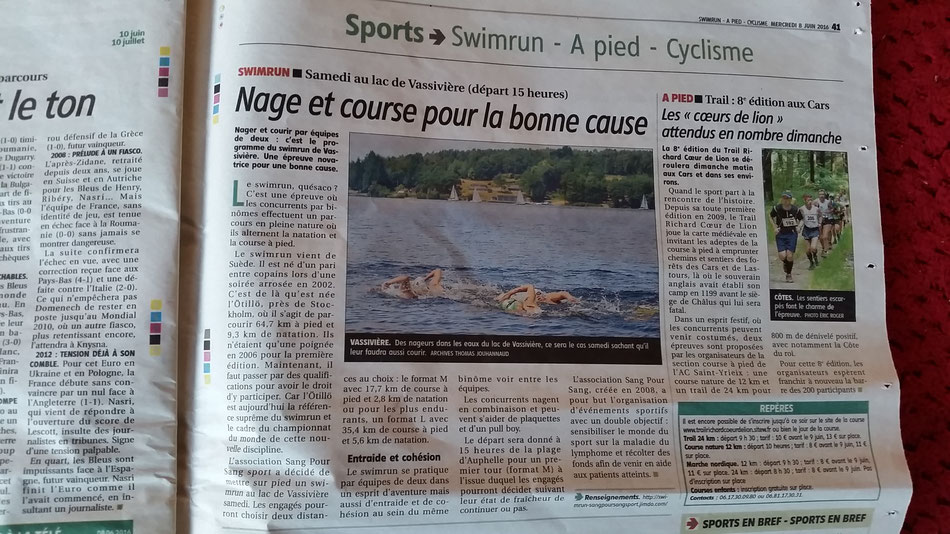 Article du journal le Populaire du 9/06/2016