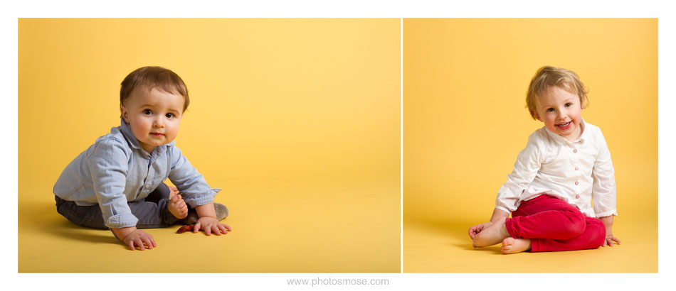 Photos d'enfants sur fond jaune chez Phot'Osmose - Moulins