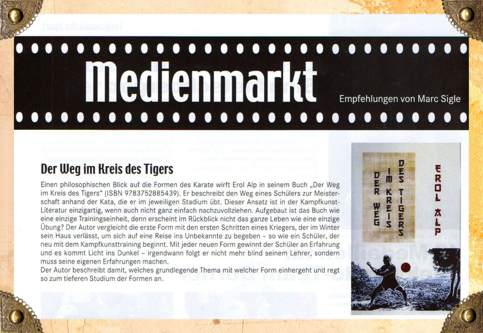 Das Buch "Der Weg im Kreis des Tigers" in der TAEKWONDO AKTUELL / MEDIENMARKT / Empfehlungen von Marc Sigle