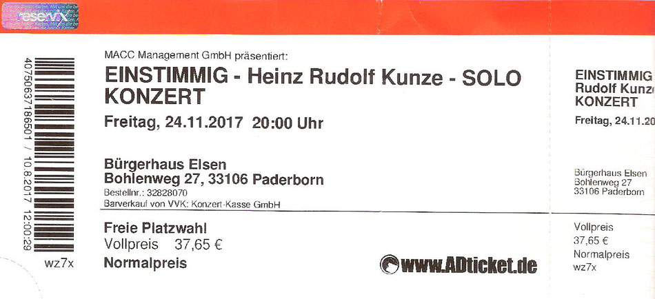 Nr. 343 - 24.11.2017 - Heinz-Rudolf Kunze - Bürgerhaus, Elsen