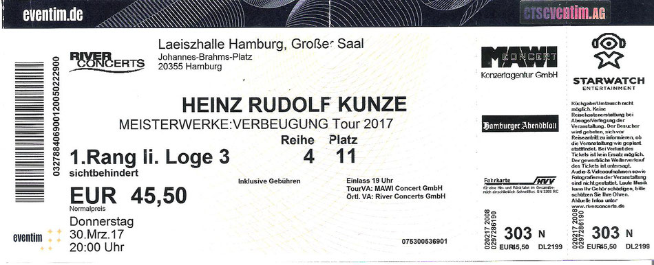 Nr. 323 - 30.03.2017 - Heinz Rudolf Kunze - Laeiszhalle, Hamburg